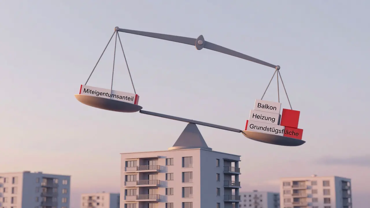Eine Waage symbolisiert den Übergang von anteiligen zu verursachergerechten Kosten bei Gemeinschaftsflächen.