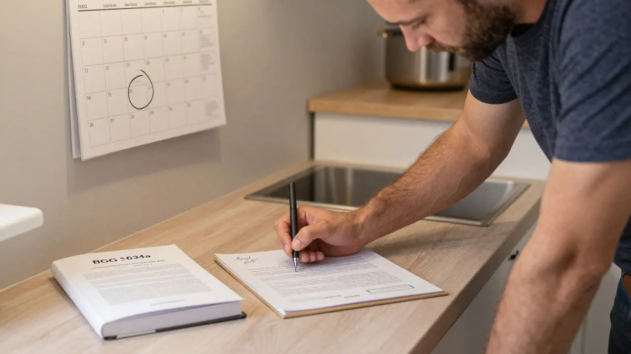 Handwerker und Hausbesitzer unterschreiben ein Abnahmeprotokoll mit offener BGB-Regelung.