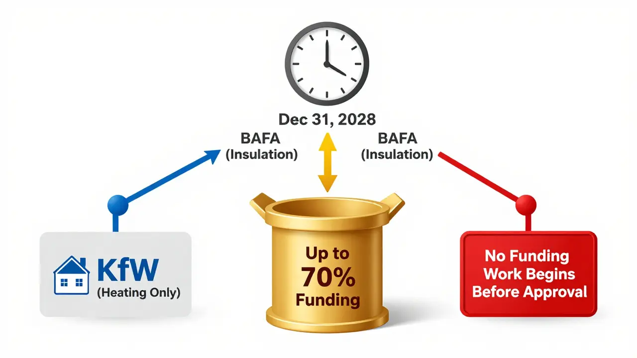 Visuelle Darstellung der Förderströme von KfW, BAFA und Bonuszahlungen für Heizungstausch.