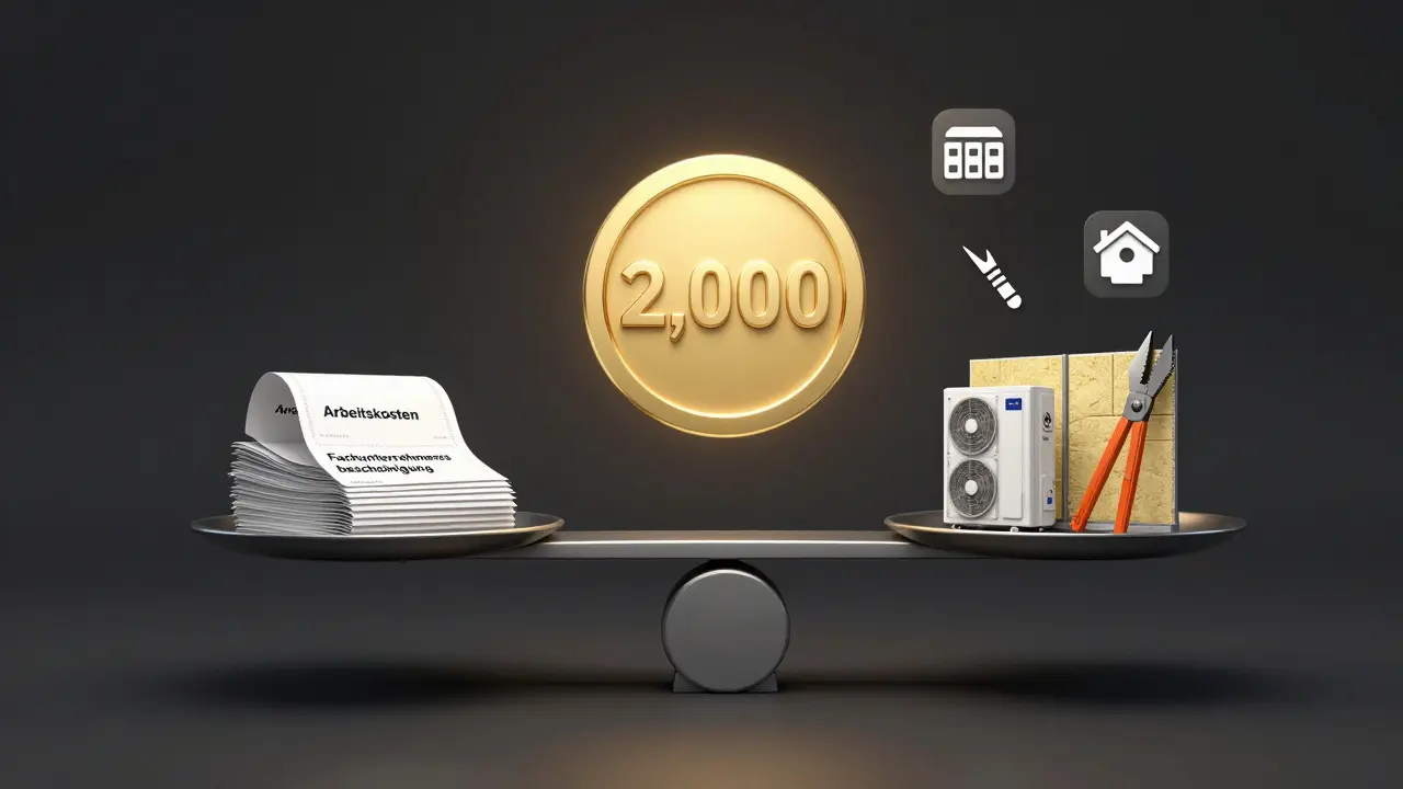 Waage mit Rechnungen und Bescheinigungen auf einer Seite, goldenem Steuerrückerstattungssymbol auf der anderen.