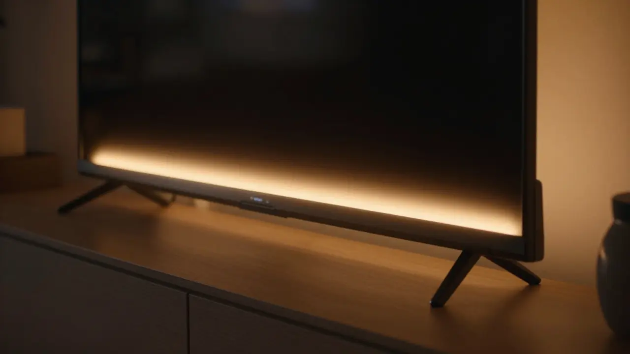 LED-Rückleuchten hinter Fernsehgerät mit warmem Ambience-Glow