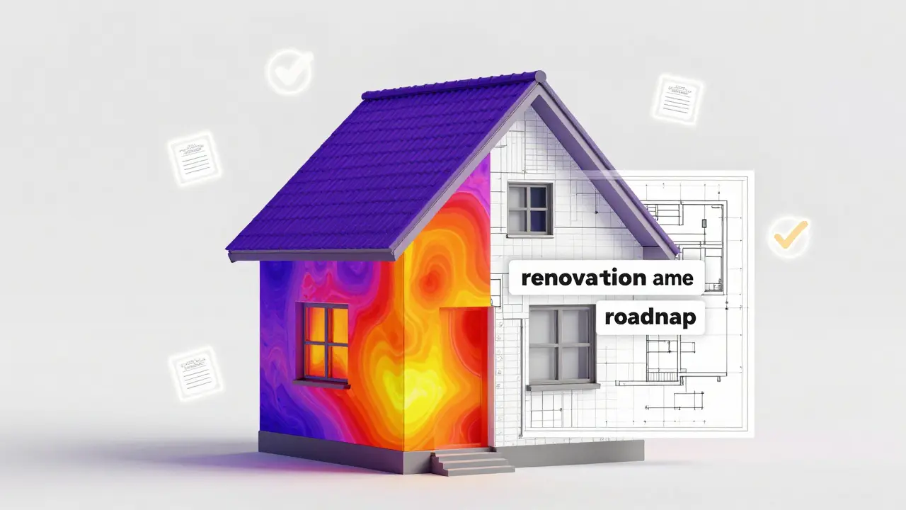 Thermografische Analyse eines Hauses zur Planung der energetischen Sanierung